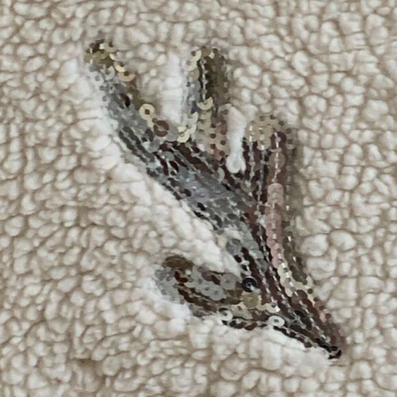 No Boundaries Womens Christmas Sweater SM White Fleece Plush Sleeping Reindeer - Picture 4 of 13